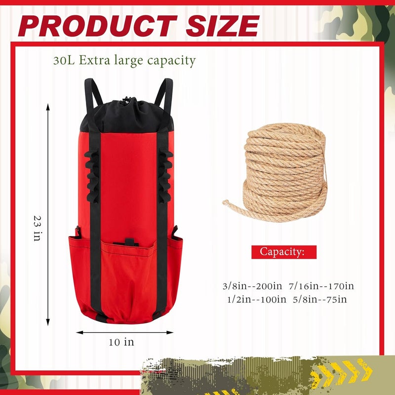 LOYIM Arborist Rope Storage Bag 30l Tree Rock Climbing Rope Arborist Equipment Bucket Backpack Waterproof Throw Line Bag Large Capacity with Side Storage Pockets Tough Rock and Tree Climbing Gear - Image 1